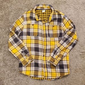 Boys Yellow & Gray Plaid Flannel shirt